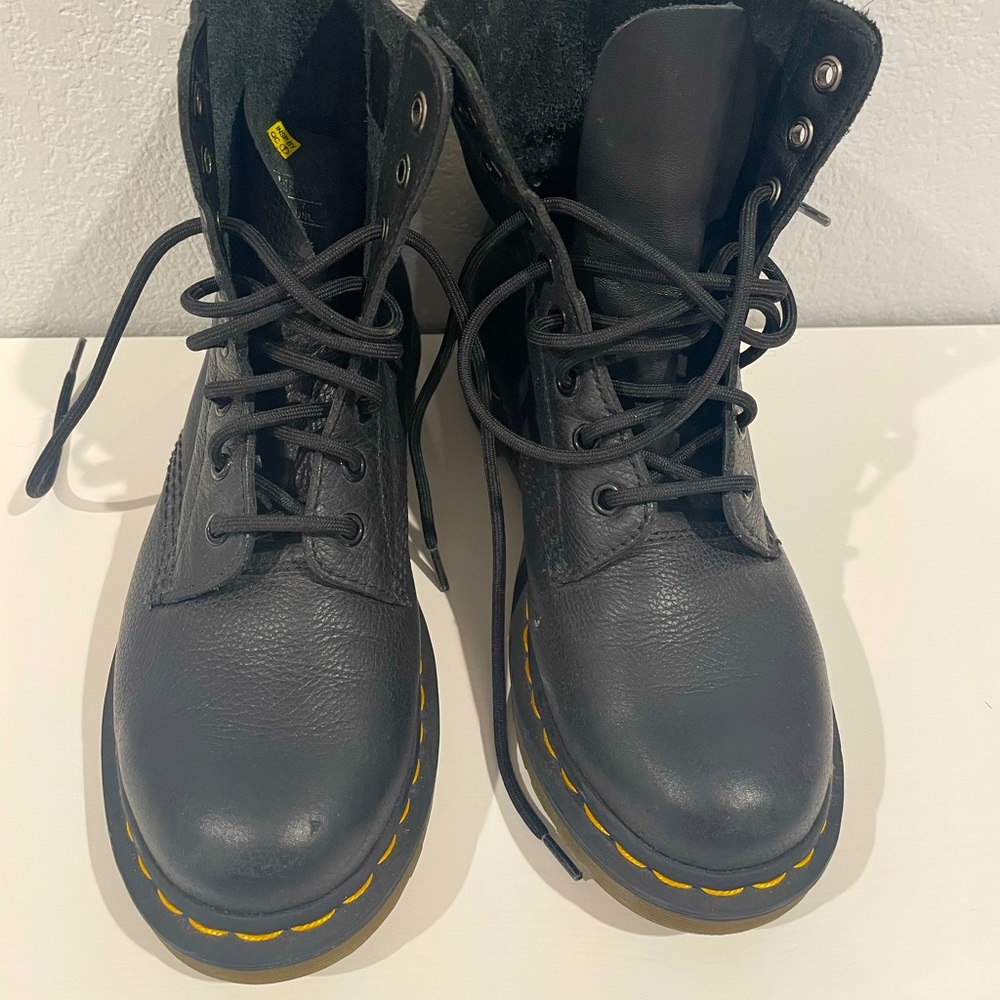 Dr Marten combat black boots.